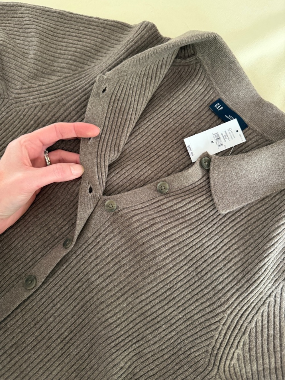 GAP Taupe Button-Front Collared Knit Midi Dress NWT - Picture 5 of 6